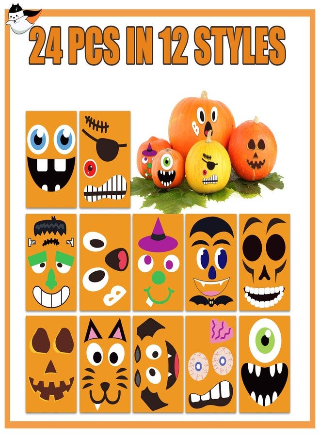 Funnlot Halloween Pumpkin Decorating Kit Crafts Face Stickers Halloween Pumpkin Decor Stickers Jack O Lantern Stickers Pumpkin Stickers for Kids Halloween Party Favors 24 Sheet - Image 3